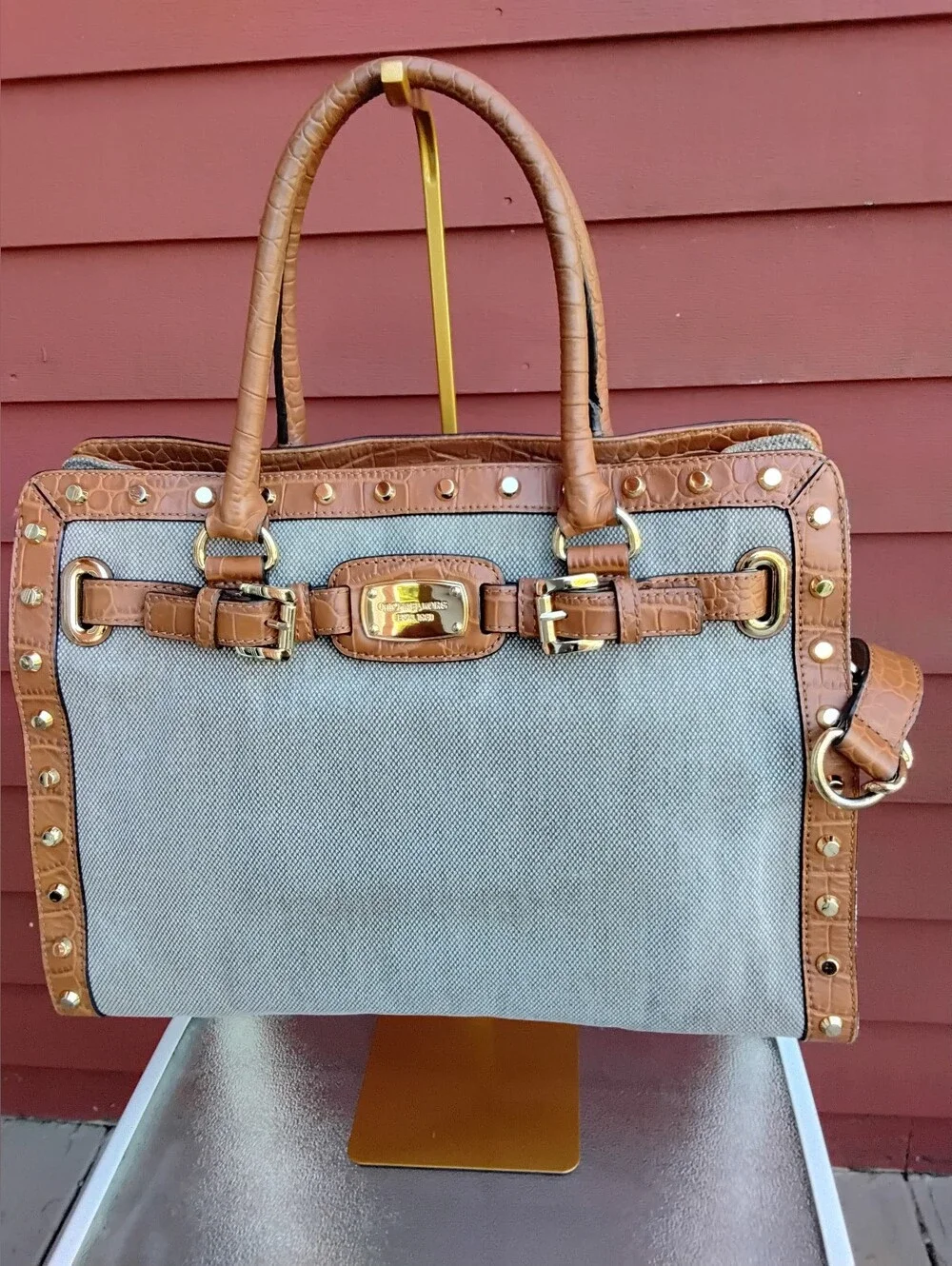 MICHAEL KORS HAMILTON STUDDED TOTE CROSSBODY
